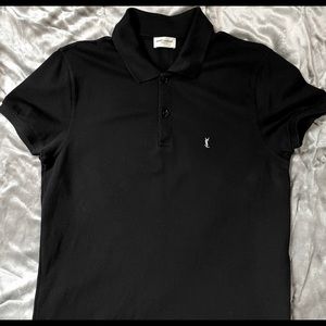 YSL SAINT LAURENT MONOGRAM POLO SHIRT IN COTTON PIQUÉ